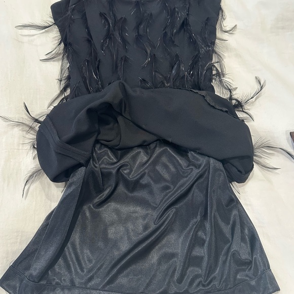 Boutique mini black feather dress - Picture 3 of 4